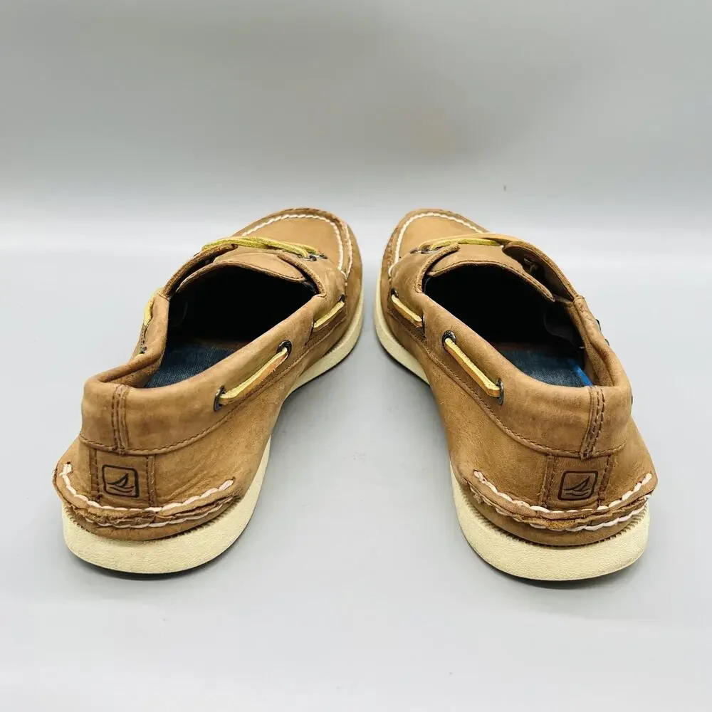 Sperry Shoes Men 9.5 Brown Leather Top Sider J Crew Boat Casual Comfort Nautical